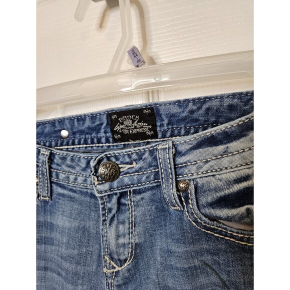 Rebock For Express Distressed Boot Hip Hop Bootcut Jeans Womens 4Rx32 - Picture 5 of 11
